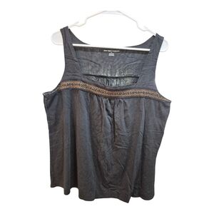 New York & Company Charcoal Tank Top with Embellishments Detail Xl